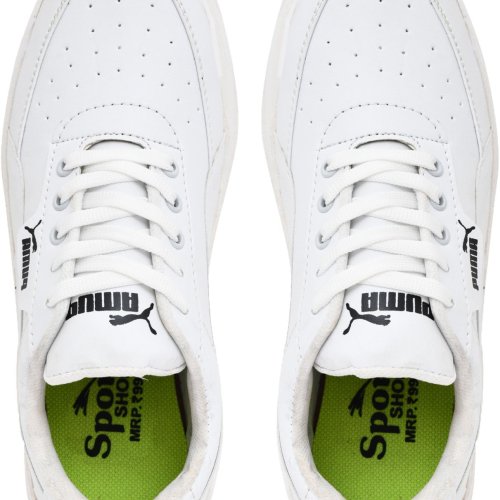 Puma White PU Leather Sneaker Shoes