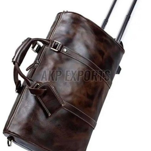Leather Duffle Trolley Bag