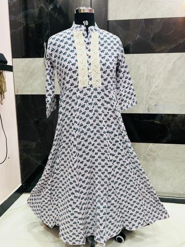 Floral Printed Cotton Anarkali Kurti