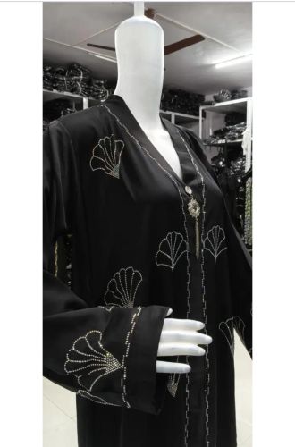 Women Beautiful Imported Nida Full Stone Work Abaya Burkha