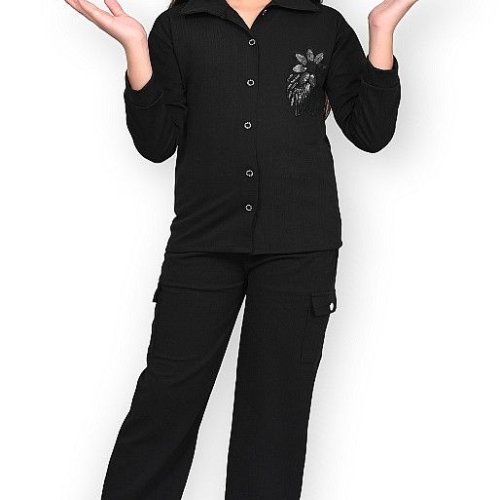 Black Trendy Girls Co-Ord Set