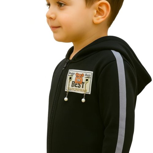 Dark Green Fleece Boys Zipper Hoodie