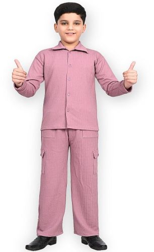 Kids Boys Pink Co-Ord Set with Buttoned Shirt