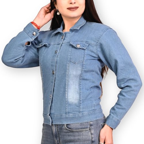 Light Blue Full Sleeve Ladies Denim Jacket