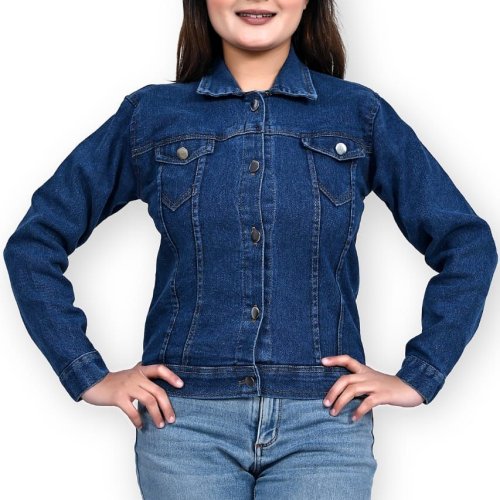 Stylish Dark Blue Ladies Denim Jacket