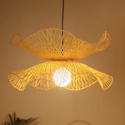 Handwoven Double Layer Bamboo Pendant Lamp