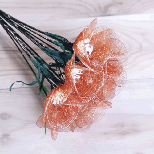 Orange Poppy Net Flower Bunches