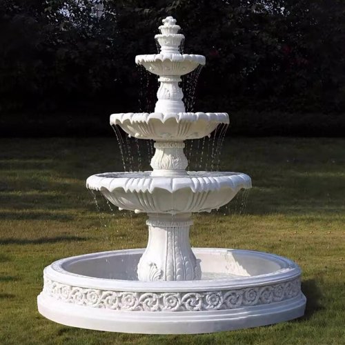 Decorative White Marble Fountain