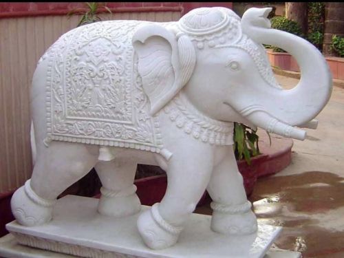 White Marble Elephant Statue