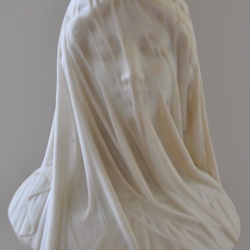 White Marble Veiled Lady Bust