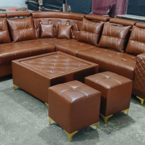 8 Seater L-Shape Leather Sofa Set