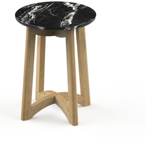 Marcia Round Wooden Marble Side Table