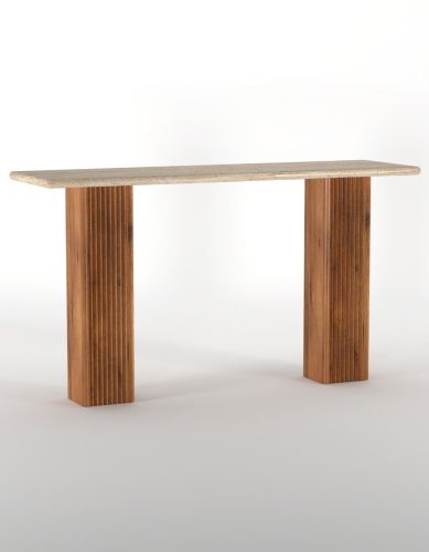 Obel Travertine Wood Console Table
