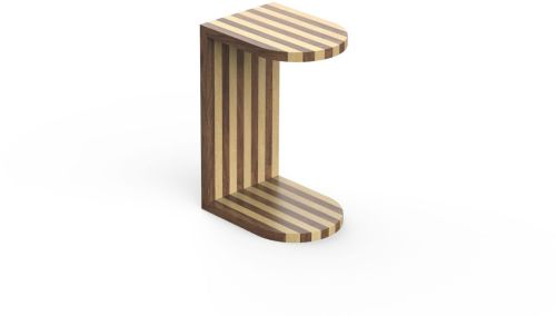 Stripe C Shape Wooden Side Table