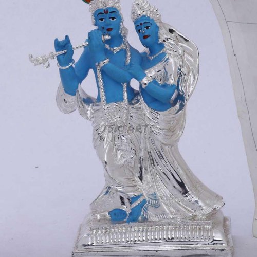 Silver Radha Krishna Statue