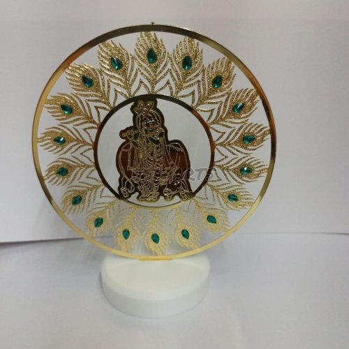 Golden Lord Krishna Car Dashboard Idol