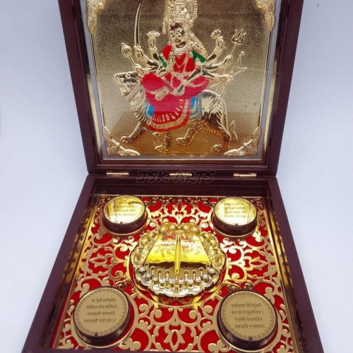 Jai Shree Amba Mata Gold Plated Photo Frame Box