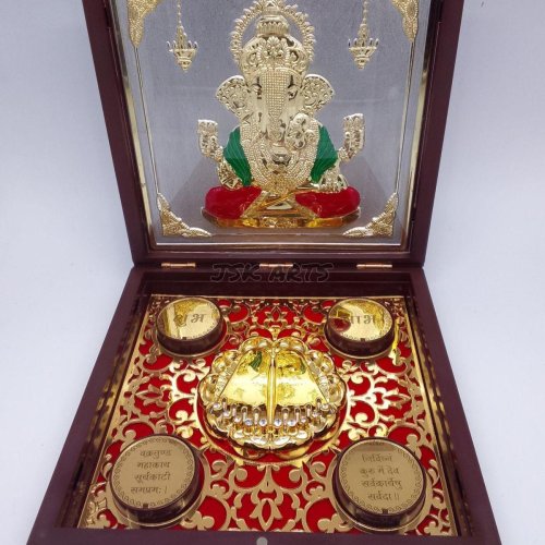 Lord Ganesh Gold Plated Photo Frame Box