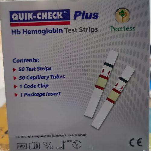 Quik Check Plus HB Hemoglobin Test Strips - Pack of 50 Test Strips