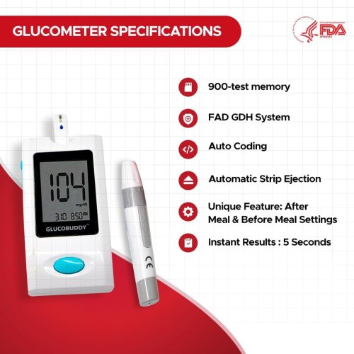 RGB Glucobuddy Glucometer with 25 Strips Glucometer