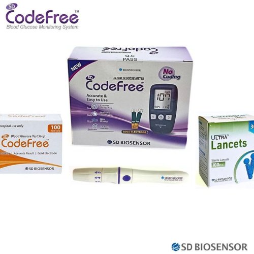 SD Codefree Glucometer Machine | Easy &AMP; Accurate Testing of Blood Glucose Levels At Home | SD Biosen