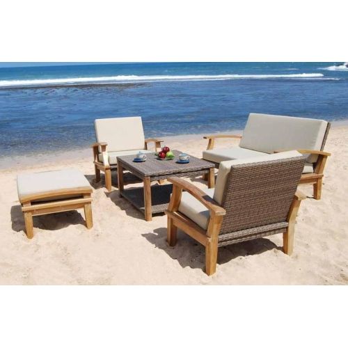 5 Seater Teak Wood Outdoor Chair Sofa Set