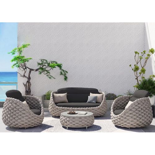 Braid Rope Luxury Outdoor Table Sofa Set