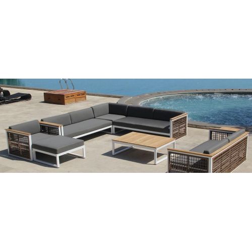 Braided Rope Outdoor Table Sofa Set