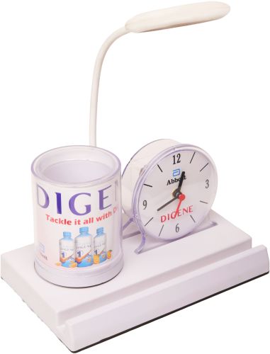 Table Clock WITH Desk Lamp, Pen Stand AND Mobile Stand