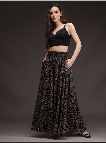 Ladies Causal Wear Printed Wide Leg Palazzo