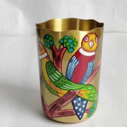 Brass Hand Painted Glass