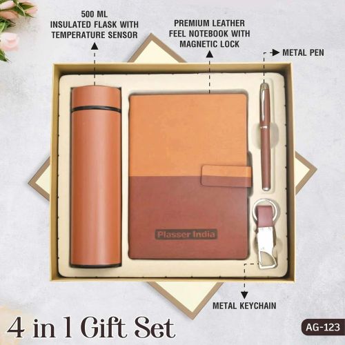 4 In 1 Brown Customized Corporate Gift Set
