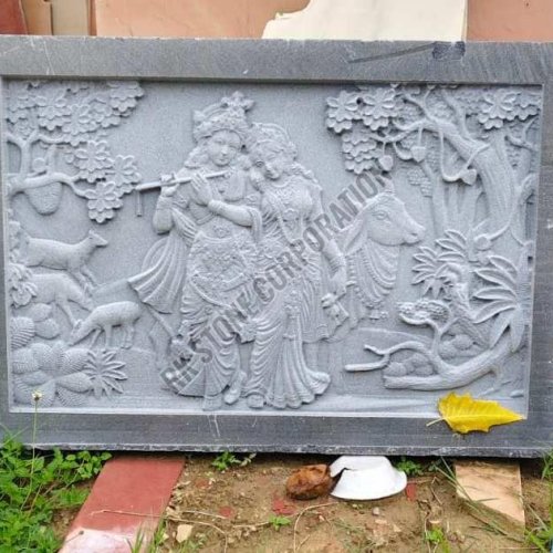 Grey Sandstone Radha Krishna Wall Mural