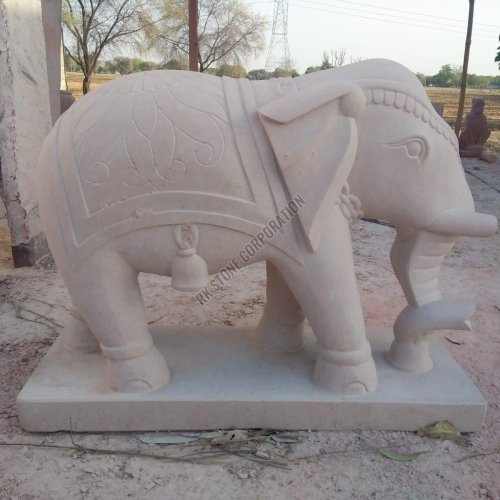 Hand Carved Sandstone Elephant Statue