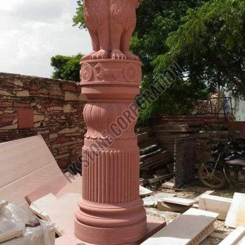 Red Sandstone Ashok Stambh with Pillar