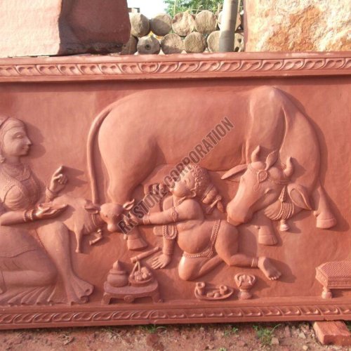 Sandstone Krishna Makhan Leela Wall Mural