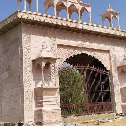 Traditional Sandstone Entry Gate for Temple