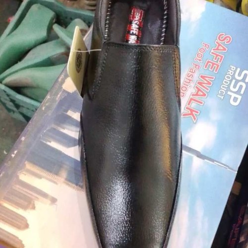Men Plain Black Classic Formal Leather Slip On Shoes