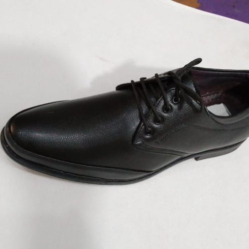 Mens Black Solid Leather Lace Up Formal Shoes