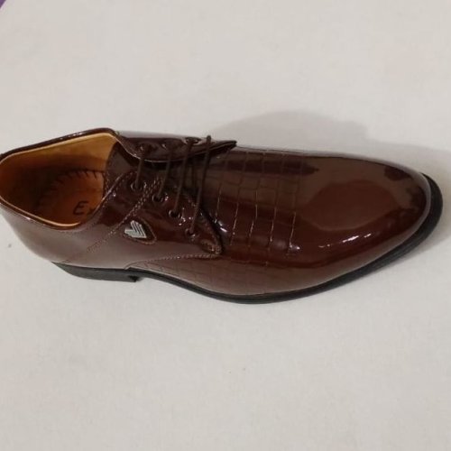 Mens Shining Brown Leahter Derby Formal Shoes