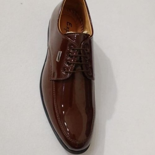 Mens Shiny Brown Leather Formal Shoes