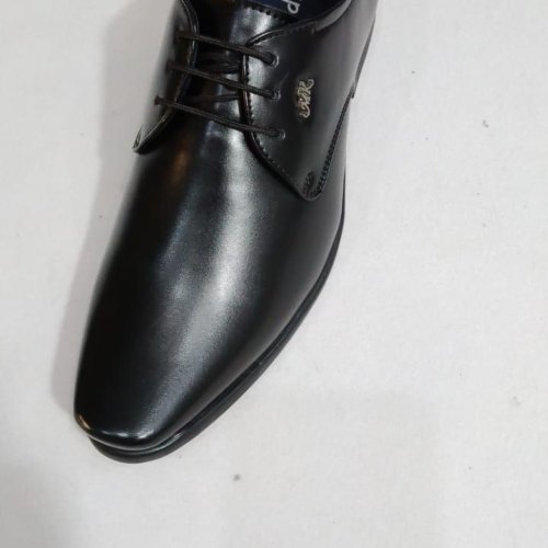 Plain Black Mens Leather Formal Shoes