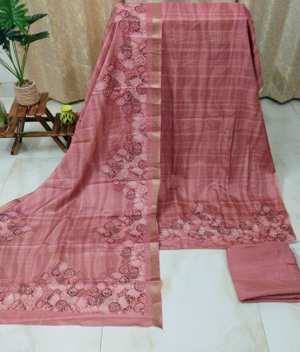 Peachy Pink Digital Printed Organza Silk Unstitched Suit with Shantoon Bottom