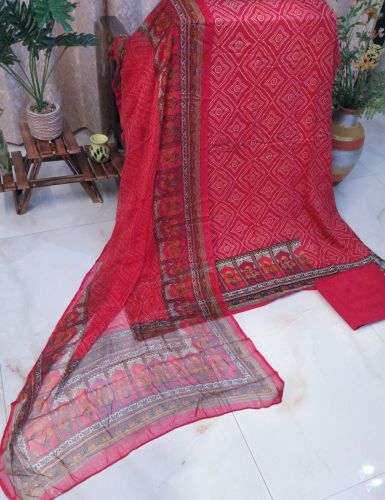 Purple Digital Printed Pure Muslin Silk Unstitched Suit with Pure Shantoon Bottom