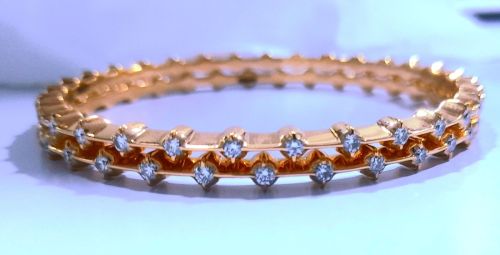 14kt Designer Gold Plated Diamond Bangle