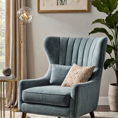Blue Wood Modern Accnet Chair