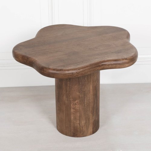Dark Wooden Pebble Side Table