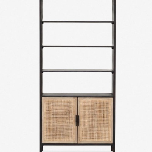 Modern Boho Bookself with Can Cabinet