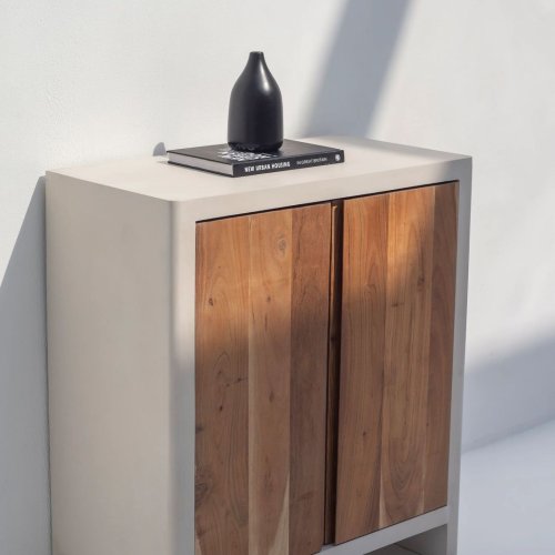 Wood Sliding Door Cabinet with Drawer