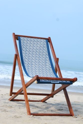Printed Acacia Deck Chair